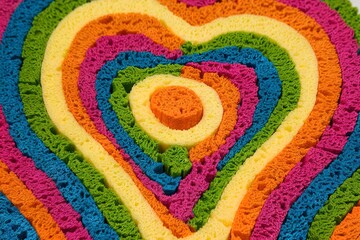 A close-up shot of a multicolored texture foam surface