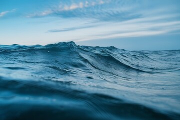 A close-up shot of the sea surface with waves.