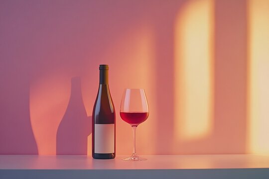 A glass of red Spanish wine served alongside a bottle.
