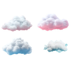 3D white cloud icon isolated on white background.