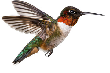 Ruby-throated Hummingbird in Flight isolated on a transparent background
