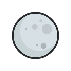 full moon with outline in flat vector design.