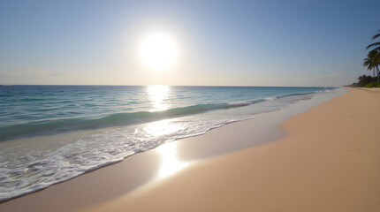 Obraz premium Serene Tropical Beach at Sunrise