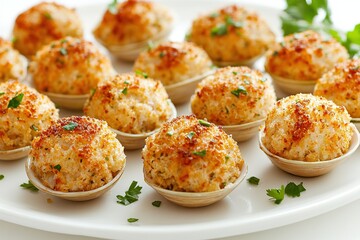 Baked stuffed clams with crispy breadcrumb topping.