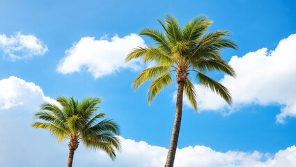 palm tree against blue sky with clouds 