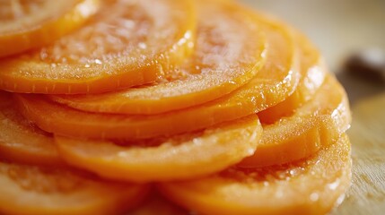 bright orange carrot slices form clean arrangement