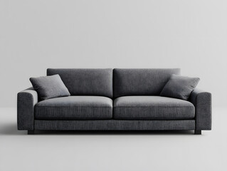 Gray soft comfortable sofa on a gray background. Neural network AI generated art
