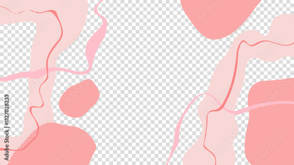 Poster abstract background with various curved pink colored shapes and lines for happy valentine's day holi