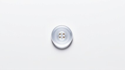 Transparent button on a white background for sewing and DIY projects.
