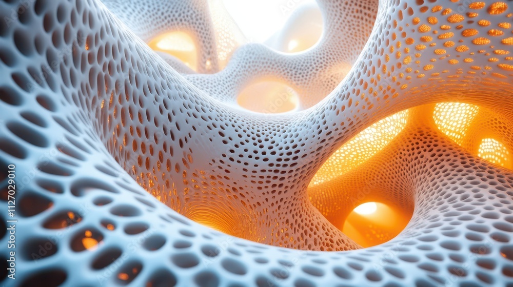 Fototapete abstract 3d model of organic structures with light and shadows creating textured patterns and depth