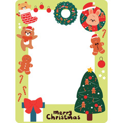 hand drawing cartoon cute frame with christmas theme doodle sticker. cute frame for card holder, photo frame