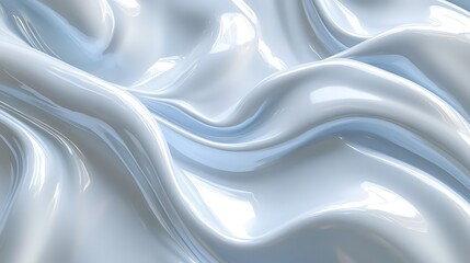 Fototapeta premium Smooth, flowing, light blue fabric with elegant waves and glossy texture.
