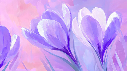 A painting of purple flowers with white petals