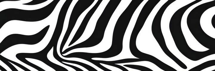 Geometric black and white stripes forming an abstract zebra seamless background, stripes