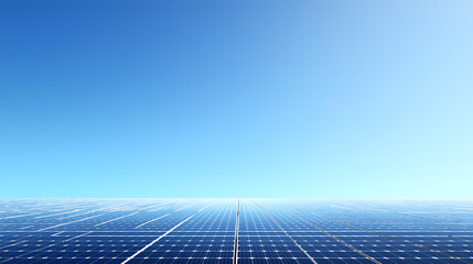 Large field of solar panels under a clear blue sky, Sustainable Electricity Resource, Solar Cell Powered Clean Energy Photography