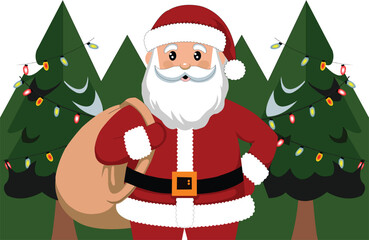 santa claus with christmas tree