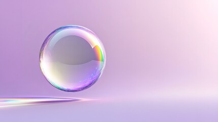 Iridescent Bubble on Lavender Background: A Dreamy, Surreal Image