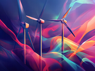 Wind generators, green energy and energy saving. Neural network AI generated art