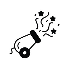 Confetti Cannon lgyph icon with white background vector stock illustration