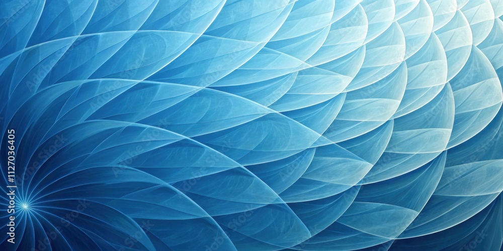 Leinwandbilder Abstract Blue Pattern of Intersecting Curved Lines and Shapes in a Spiral Formation