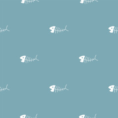 Cute Fish bones Seamless pattern. Cartoon Fish skeleton, background. Vector Illustration.