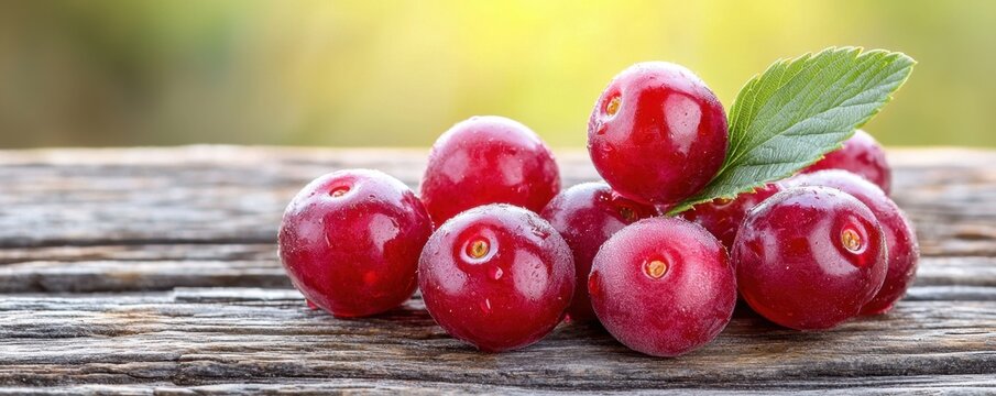 The vibrant summer berries are plump with sweet juice, their deep red and purple hues glistening under the warm sun as they sit nestled on the weathered wooden table