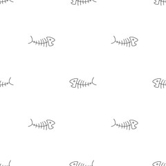Cute Fish bones Seamless pattern. Cartoon Fish skeleton, background. Vector Illustration.