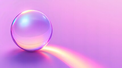 Iridescent Sphere on Lavender Background: A Study in Light and Reflection