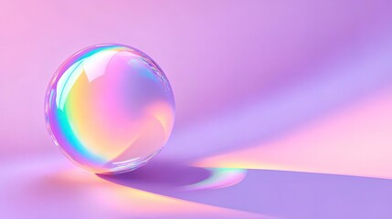 Iridescent Sphere on Lavender Background: A Study in Light and Color