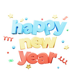 3d render new year illustration 