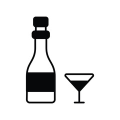 Wine Bottle lgyph icon with white background vector stock illustration