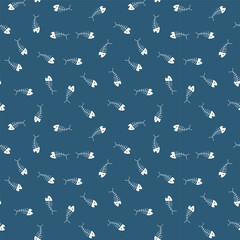 Cute Fish bones Seamless pattern. Cartoon Fish skeleton, background. Vector Illustration.