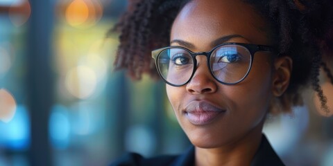 Confident portrait of a woman in a business setting, showcasing her roles in finance, consulting, and accounting, reflecting pride and success in her career