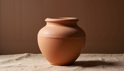 Terracotta urn with soft natural texture
