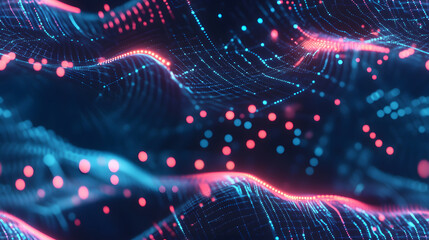 Obraz premium Abstract Digital Waveform Pattern Showing Red And Blue Lights