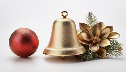 christmas bell isolated on white background or Christmas bell decoration christmas illuminated on isolated white background.