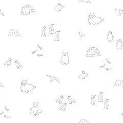 Polar animals seamless pattern. Cute Cartoon arctic animals background. Vector Illustration.