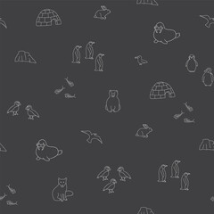 Polar animals seamless pattern. Cute Cartoon arctic animals background. Vector Illustration.