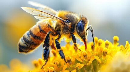 closeup of honeycomb with bee making honey process