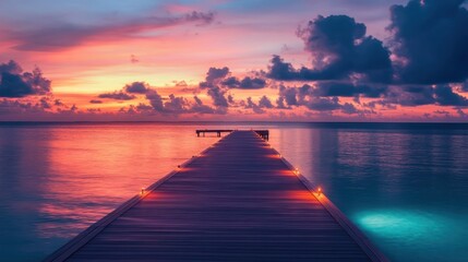 Obraz premium Romantic Sunset Panorama at Luxury Resort