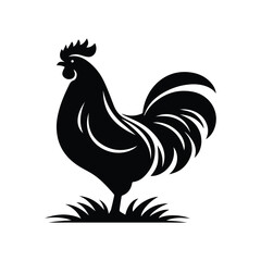 Hen chicken silhouette graphic black and white, colourful, natural colors, animal, farm