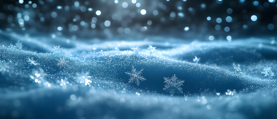 Obraz premium Sparkling Snowflakes Resting on a Snowy Landscape