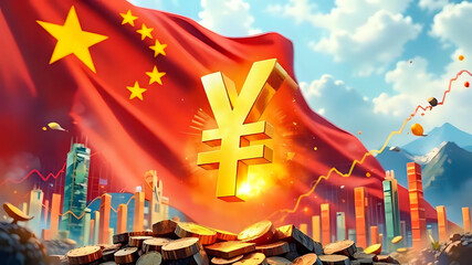 A Powerful Visual of China's Economic Growth and Global Financial Influence. Ai Generated