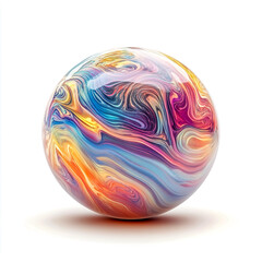 Obraz premium Colorful Swirled Marble Ball Isolated on white background.