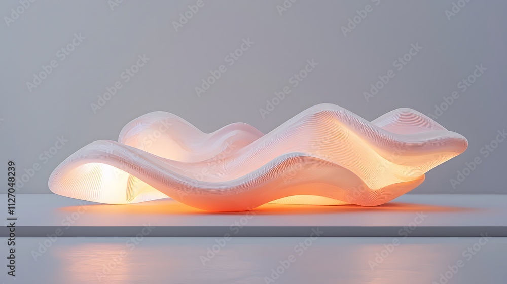 Aufkleber A conceptual display of flowing translucent layers glowing in pastel gradients, representing seamless integration of ideas.