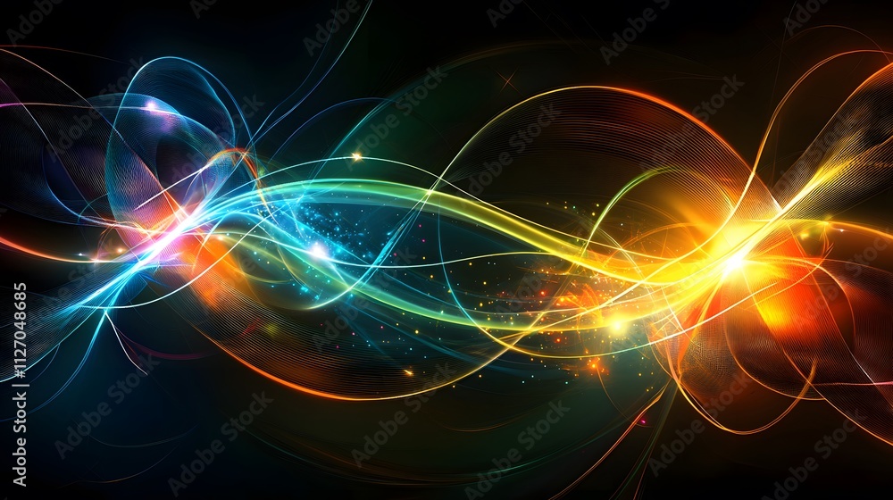 Leinwandbilder a high-tech representation of glowing arcs converging at radiant nodes, symbolizing seamless integra