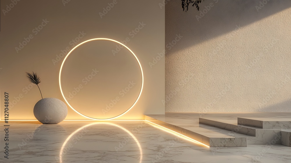 Leinwandbilder a minimalist display of glowing circles and arcs flowing harmoniously to depict seamless integration