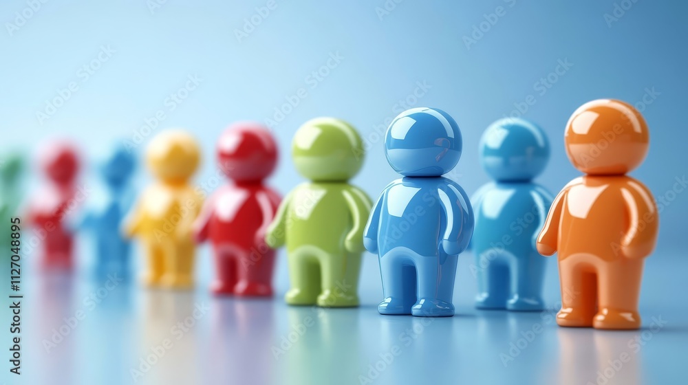 Poster a colorful ensemble, figures standing together in vibrant row, representing unity and diversity