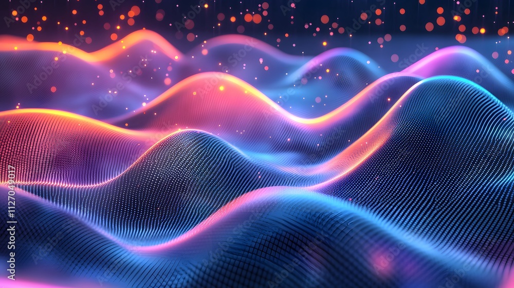Fototapete an intricate grid of glowing translucent shapes arranged symmetrically, forming a seamless digital-i