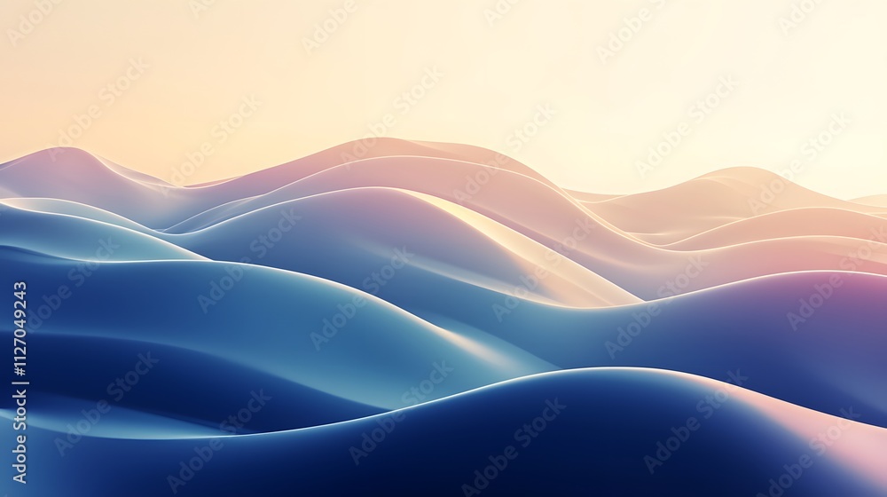 Poster A minimalist perspective of radiant shapes flowing seamlessly across a clean gradient background.
